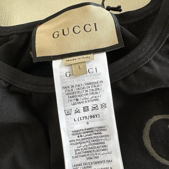 NWT GUCCI - Jersey Top Black Logo Sz L 100% Authentic - Picture 6 of 7